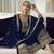 Navy blue color Dola Silk Pakistani style Suit