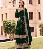 Dark Green color Georgette Embroidered Salwar suit