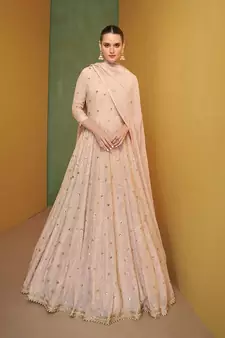 Baby Pink color Georgette Floor Length Anarkali Suit