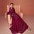 Wine Embroiedred Floor Length Salwar Kameez