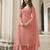 Designer Palazzo Suit Embroidered Net in Peach