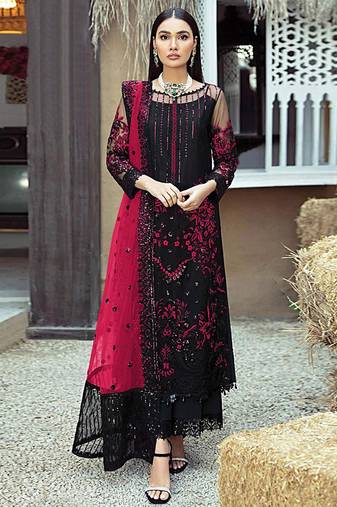 Black Faux Georgette Pakistani Salwar Suit