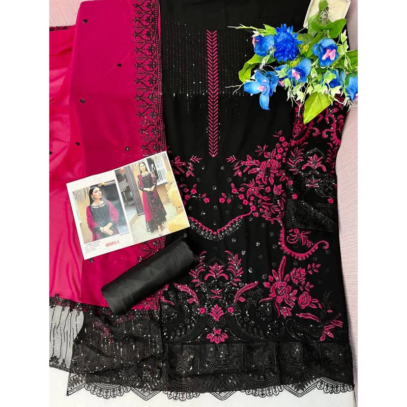 Black Faux Georgette Pakistani Salwar Suit