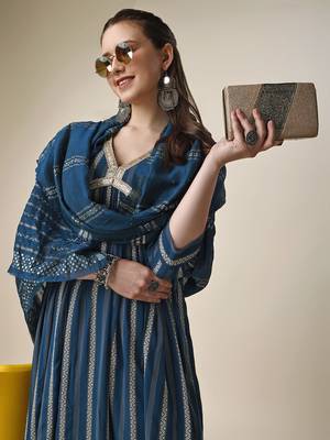 Women Reyon Printed Kurta and Trousers With Dupatta 4