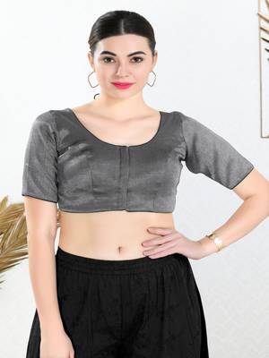 Polyester Padded Front Open Elbow Sleeves Blouse 1
