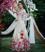 Cream Raw Silk Bridal Lehenga