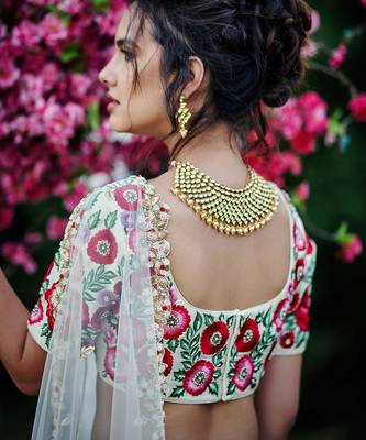 Cream Raw Silk Bridal Lehenga 4