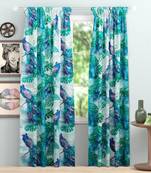 SB interio Green  Blue Peacock Premium Satin Digital Print Combo Pack 7 Foot Size Door Curtain