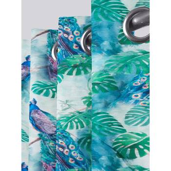 SB interio Green  Blue Peacock Premium Satin Digital Print Combo Pack 7 Foot Size Door Curtain 4