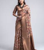 Cream woven silk saree with blouse