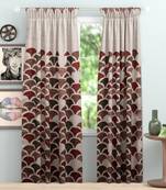 SB interio Brown Color Premium Satin Digital Print Combo Pack 7 Foot Size Door Curtain