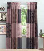 SB interio Brown Color Chexs Premium Satin Digital Print Combo Pack 7 Foot Size Door Curtain