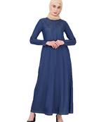 FULL FRONT OPEN MOCK FLAPS DENIM JILBAB | SILK ROUTE | LENGTH 60