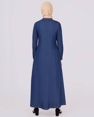 Blue plain polyester abaya 3