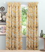 SB interio Golden Premium Satin Digital Print Combo Pack 7 Foot Size Door Curtain