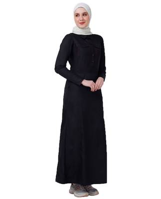 RICH BLACK PATCH POCKETS JILBAB | SILK ROUTE | LENGTH 58 1