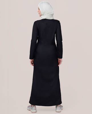 RICH BLACK PATCH POCKETS JILBAB | SILK ROUTE | LENGTH 58 3