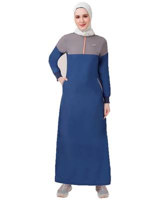 NAVY PEONY COLOR CONTRAST JILBAB | SILK ROUTE | LENGTH 60 1
