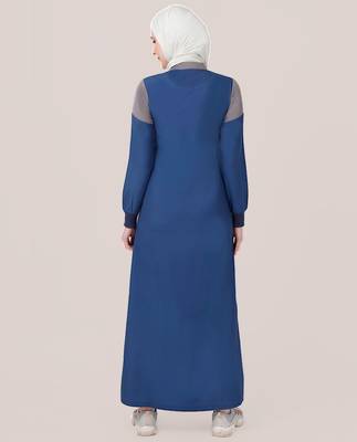 NAVY PEONY COLOR CONTRAST JILBAB | SILK ROUTE | LENGTH 60 3