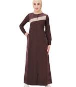 DIAGONAL PRINT FULL FRONT OPEN BROWN JILBAB | SILK ROUTE | LENGTH 56