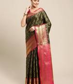 Black Woven Banarasi Saree With Blouse