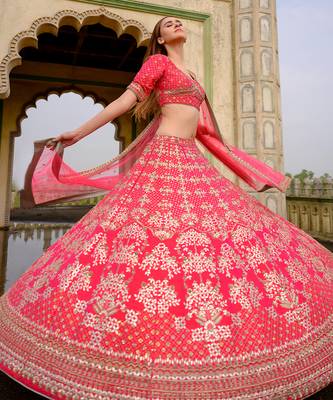 Crimson Lehenga With A  Blouse And Dupatta And Veil 1