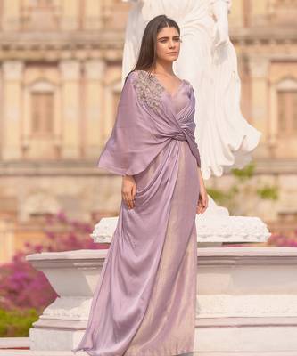 Lavender Relaxed Fit Draped Gown 1