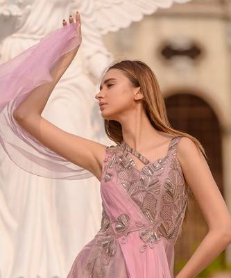 Purple Draped Gown 3