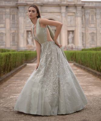 Green Gown With Drape 1