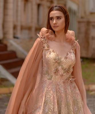 Rose Gown With Drape 2