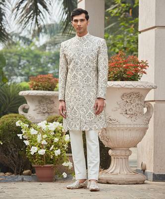 Laska - Chikankari & Zari Work 
Achkan Jacket Set 1