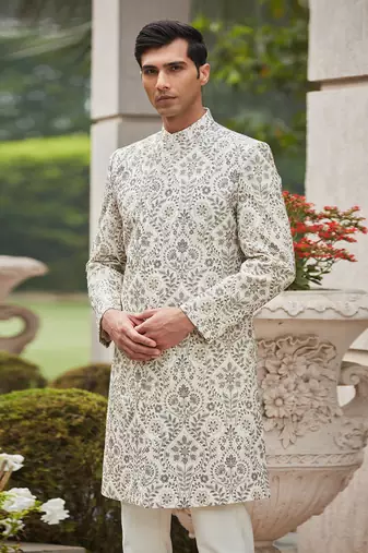 Laska - Chikankari & Zari Work 
Achkan Jacket Set