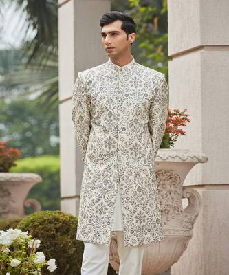 Laska - Chikankari & Zari Work 
Achkan Jacket Set 3
