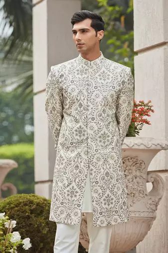 Laska - Chikankari & Zari Work 
Achkan Jacket Set