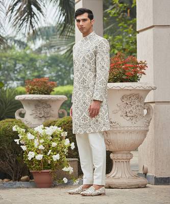 Laska - Chikankari & Zari Work 
Achkan Jacket Set 4