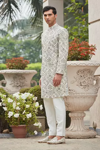 Laska - Chikankari & Zari Work 
Achkan Jacket Set