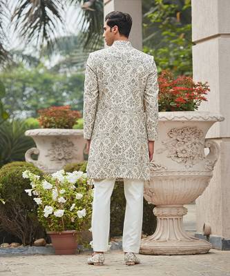 Laska - Chikankari & Zari Work 
Achkan Jacket Set 5