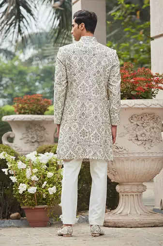 Laska - Chikankari & Zari Work 
Achkan Jacket Set