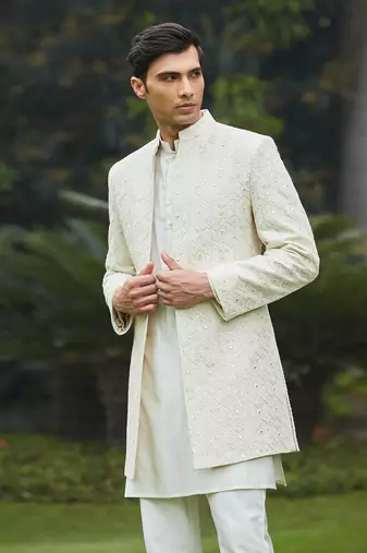 Itvara - Chikankari Open Jacket Set