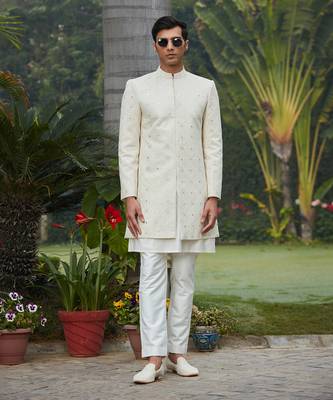 Ahim - Chikankari Achkan Jacket Set 1