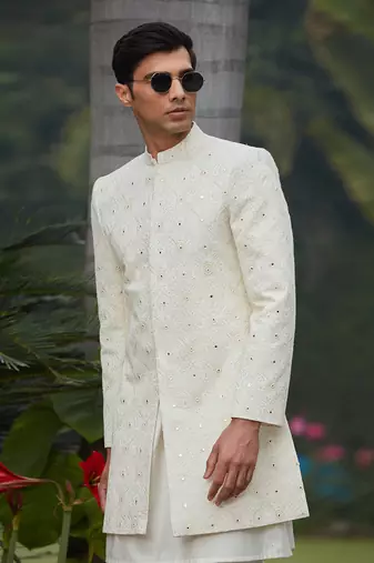 Ahim - Chikankari Achkan Jacket Set