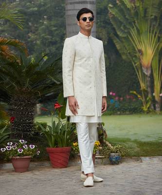 Ahim - Chikankari Achkan Jacket Set 3