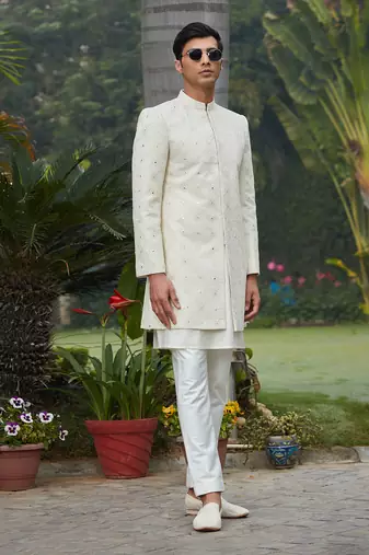 Ahim - Chikankari Achkan Jacket Set