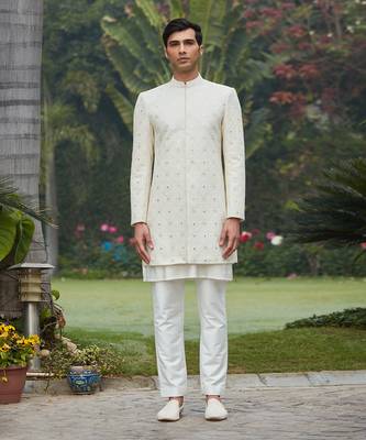 Ahim - Chikankari Achkan Jacket Set 4