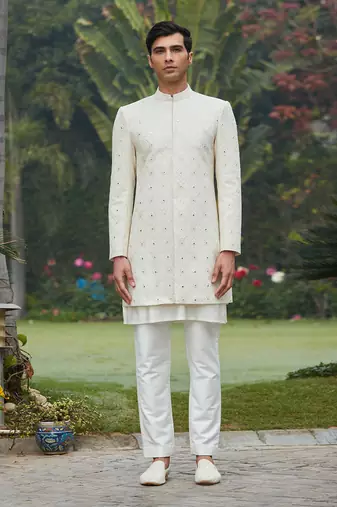 Ahim - Chikankari Achkan Jacket Set