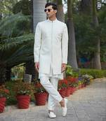 Raksa - Chikankari Achkan Jacket Set