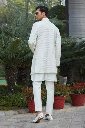 Raksa - Chikankari Achkan Jacket Set