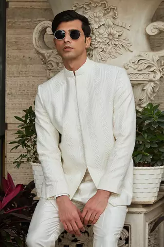 Parvana - Chikankari Bandhgala Jacket Set
