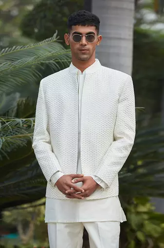 Nirvana - Chikankari Open Jacket Set