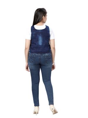 Blue plain cotton girls-jackets-coats 4